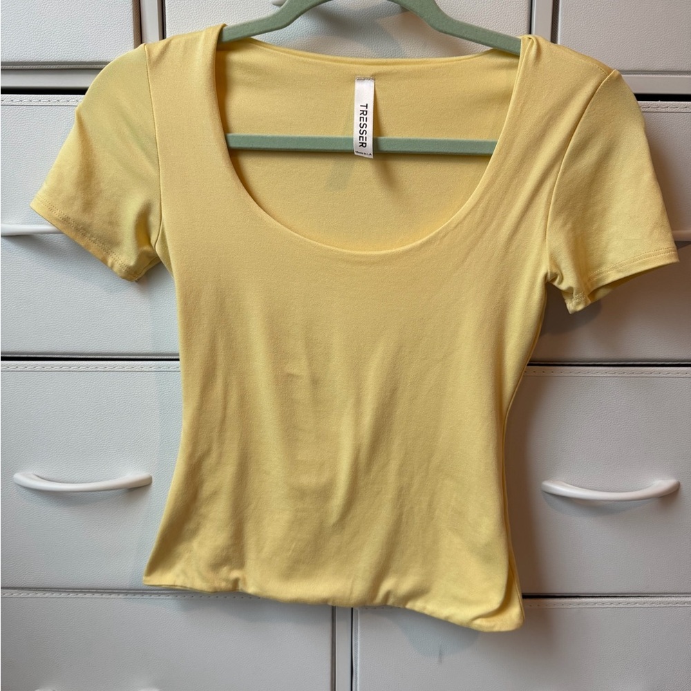 Yellow Scoop Neck Women's Top